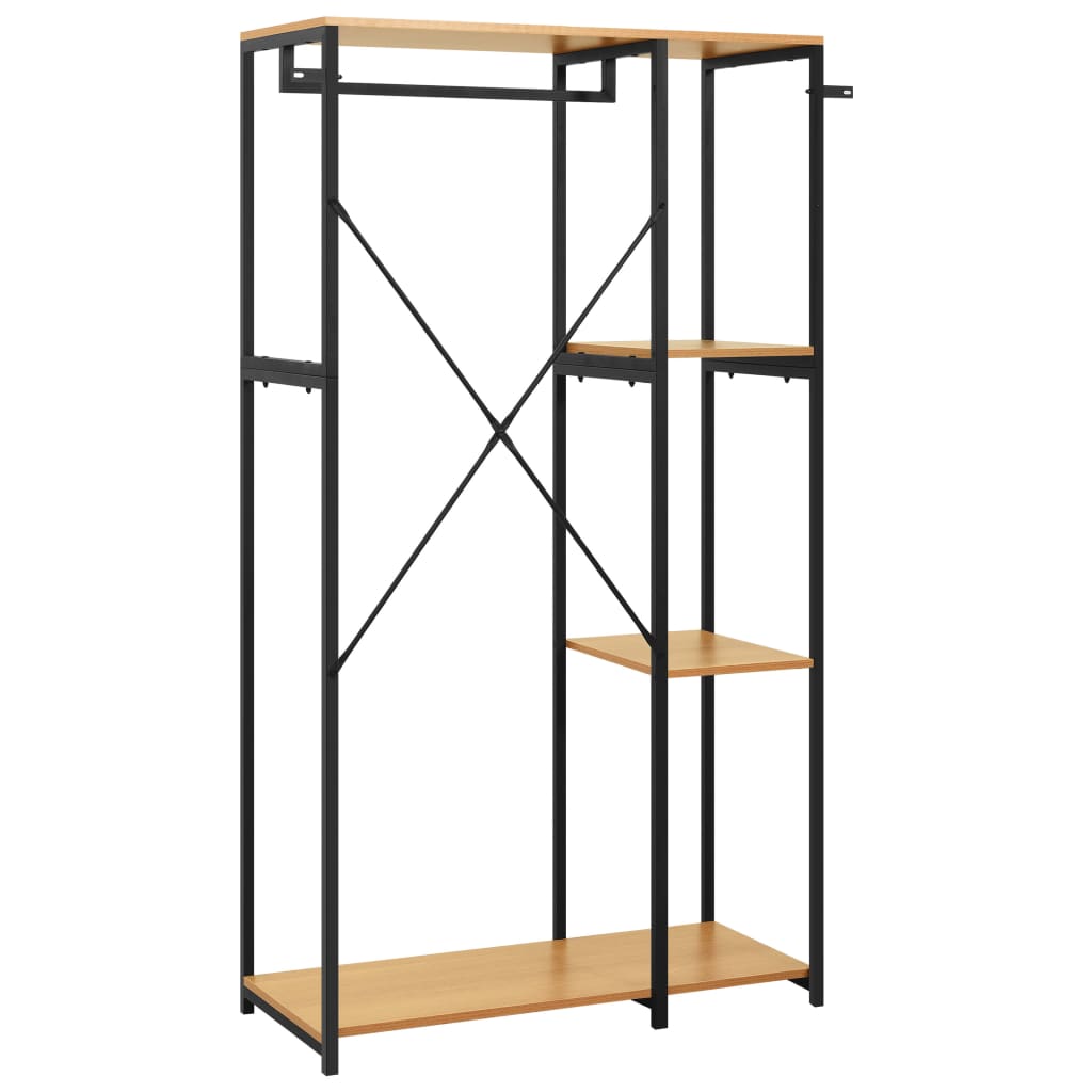 Ντουλάπα Μαύρη/Χρ. Δρυς 90x40x167 εκ. από Μέταλλο & Μοριοσανίδα - Pakobazaar