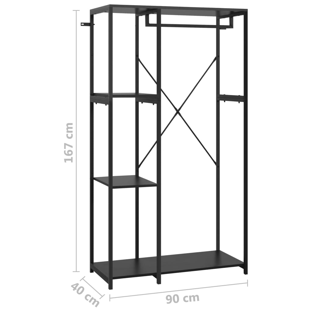 Ντουλάπα Μαύρη 90 x 40 x 167 εκ. από Μέταλλο & Μοριοσανίδα
