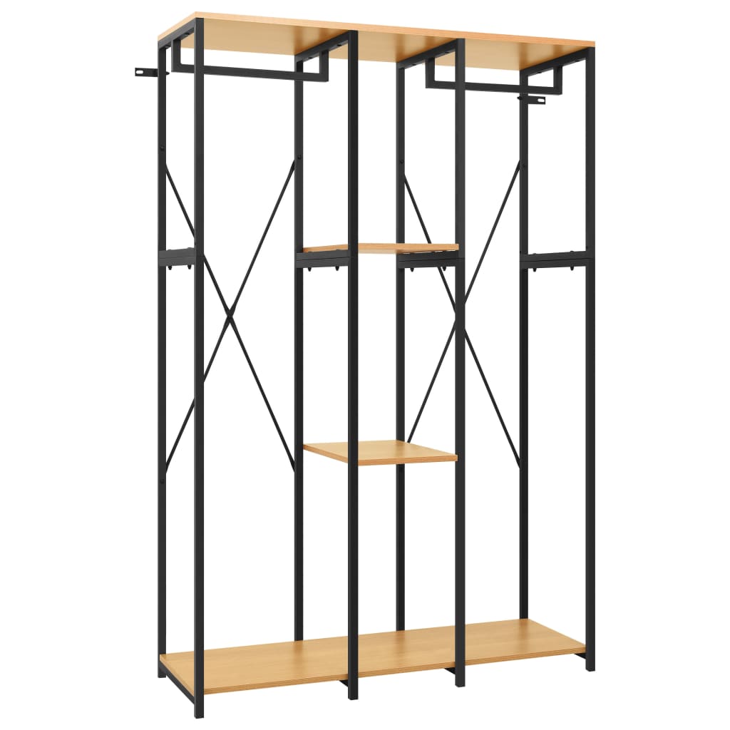 Ντουλάπα Μαύρη/Χρώμα Δρυς 110x40x167εκ. Μέταλλο & Μοριοσανίδα