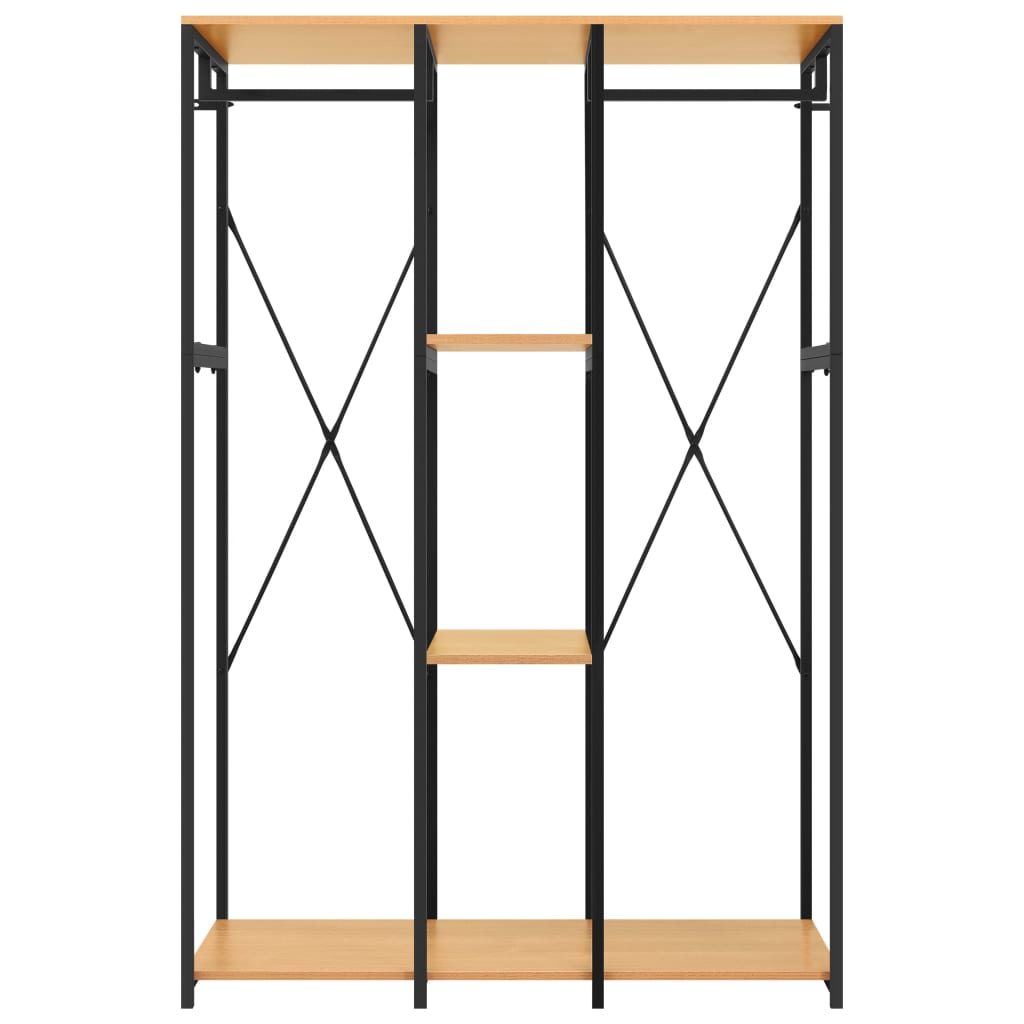 Ντουλάπα Μαύρη/Χρώμα Δρυς 110x40x167εκ. Μέταλλο & Μοριοσανίδα