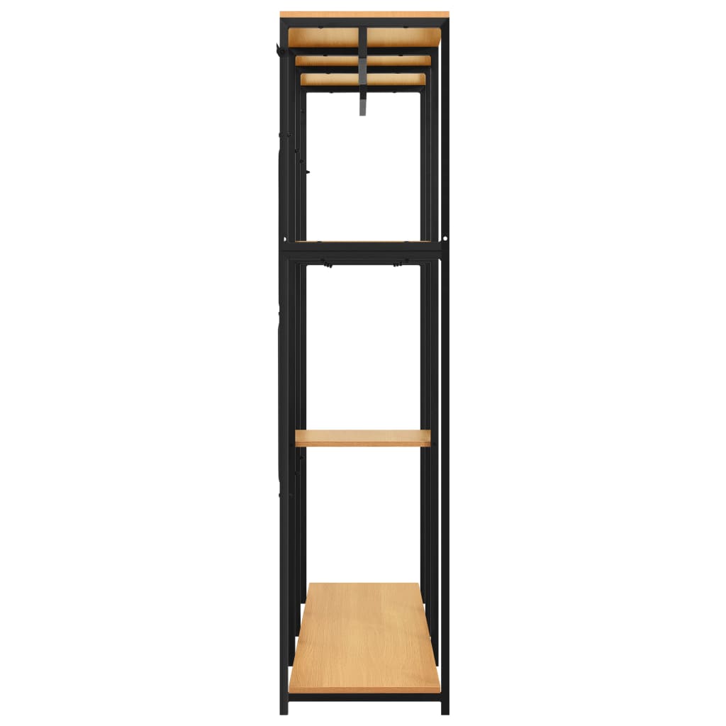Ντουλάπα Μαύρη/Χρώμα Δρυς 110x40x167εκ. Μέταλλο & Μοριοσανίδα