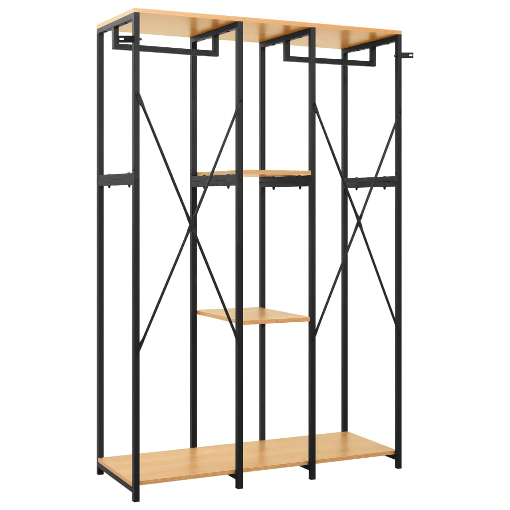 Ντουλάπα Μαύρη/Χρώμα Δρυς 110x40x167εκ. Μέταλλο & Μοριοσανίδα