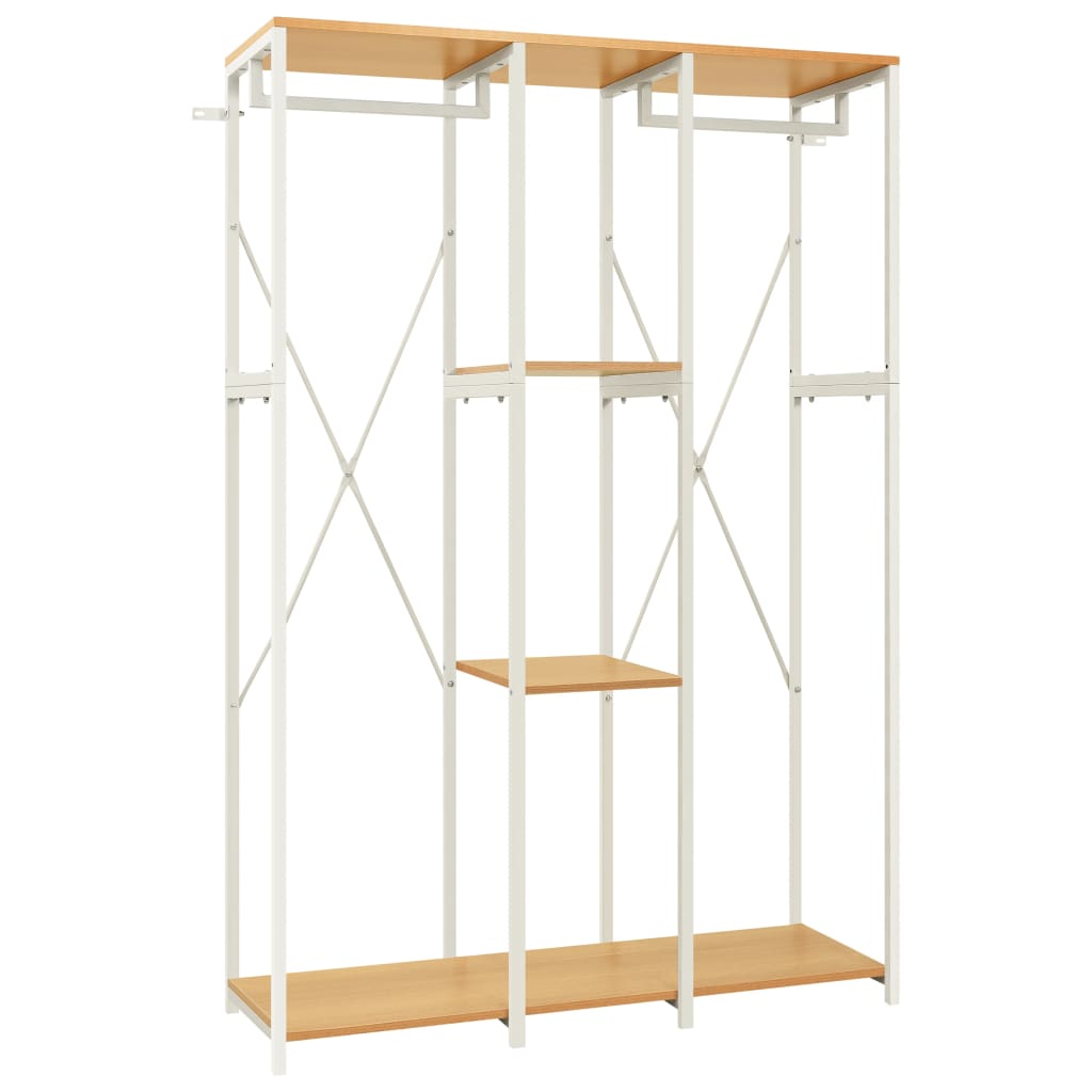 Ντουλάπα Λευκή/Χρώμα Δρυός 110x40x167εκ. Μέταλλο & Μοριοσανίδα