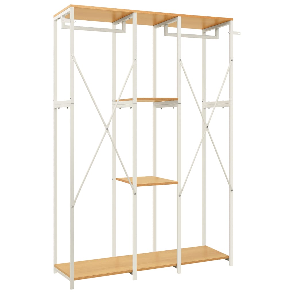 Ντουλάπα Λευκή/Χρώμα Δρυός 110x40x167εκ. Μέταλλο & Μοριοσανίδα
