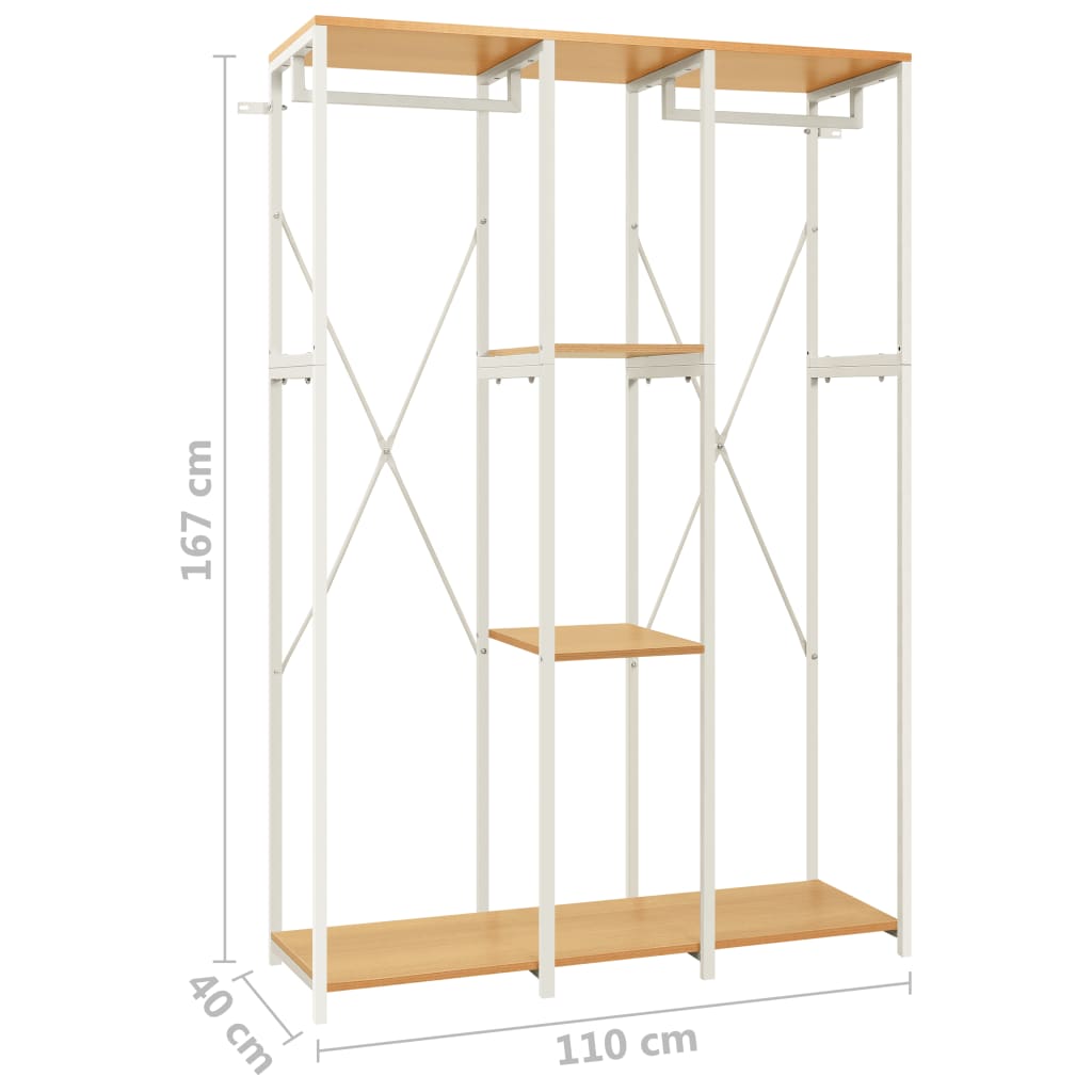 Ντουλάπα Λευκή/Χρώμα Δρυός 110x40x167εκ. Μέταλλο & Μοριοσανίδα