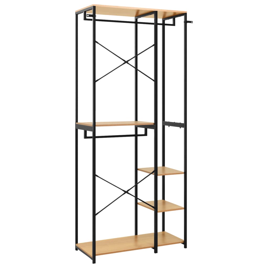 Ντουλάπα Μαύρη/Χρ. Δρυς 90x40x213 εκ. από Μέταλλο & Μοριοσανίδα