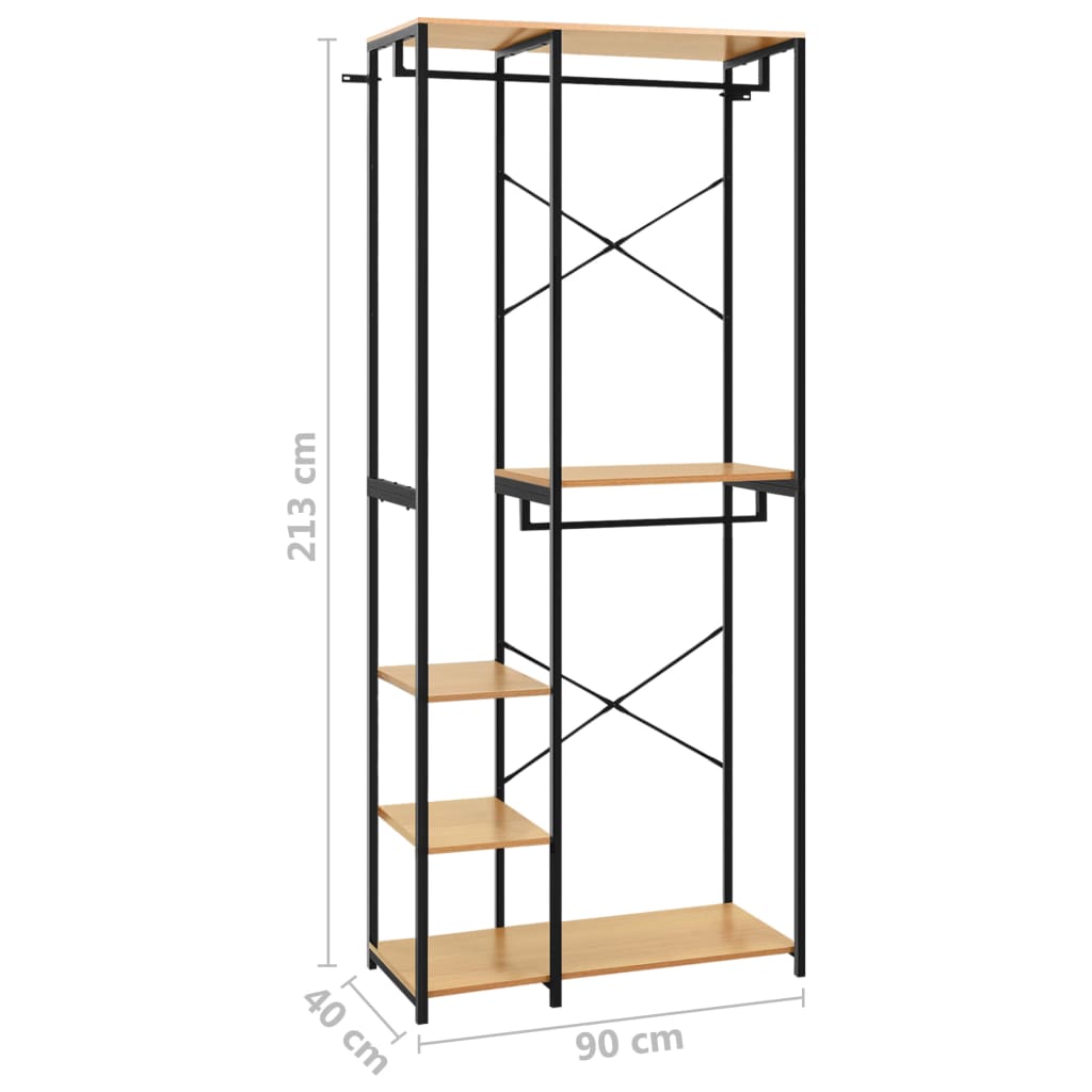 Ντουλάπα Μαύρη/Χρ. Δρυς 90x40x213 εκ. από Μέταλλο & Μοριοσανίδα
