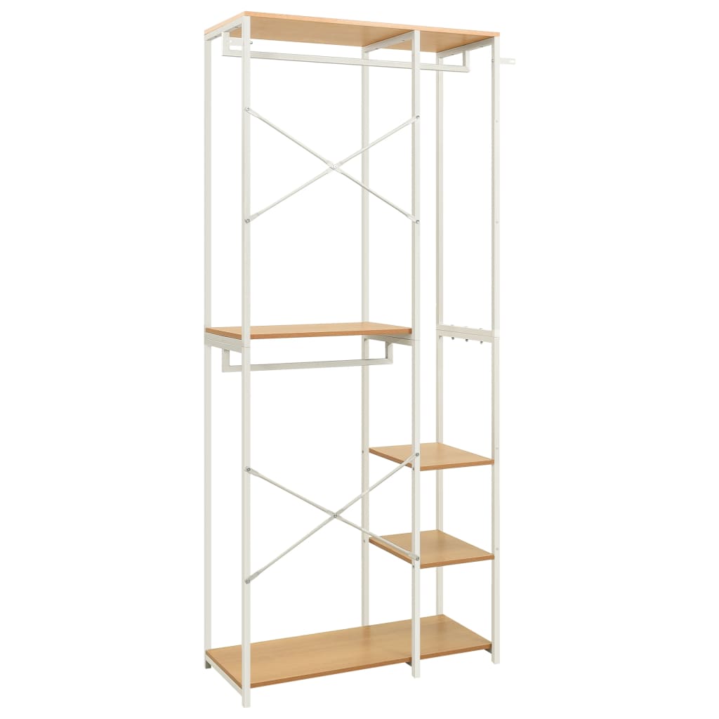 Ντουλάπα Λευκή/Χρ. Δρυς 90x40x213 εκ. από Μέταλλο & Μοριοσανίδα