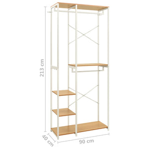 Ντουλάπα Λευκή/Χρ. Δρυς 90x40x213 εκ. από Μέταλλο & Μοριοσανίδα