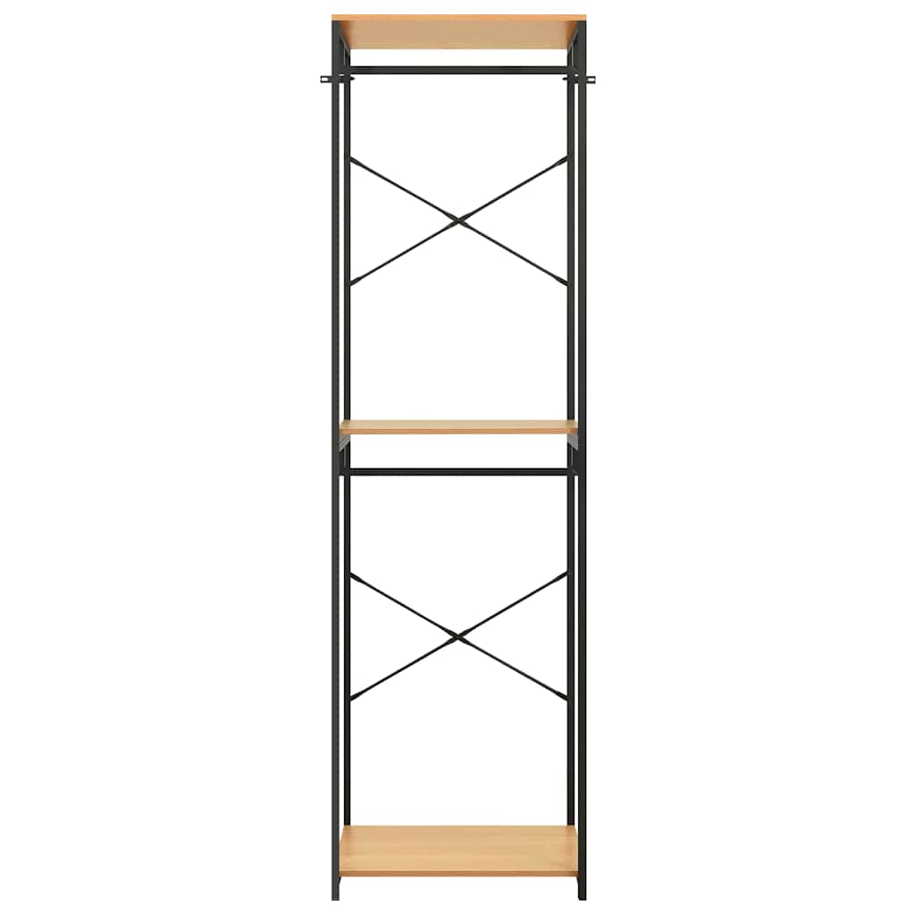 Ντουλάπα Μαύρη/Χρ. Δρυός 60x40x213 εκ. Μέταλλο & Μοριοσανίδα