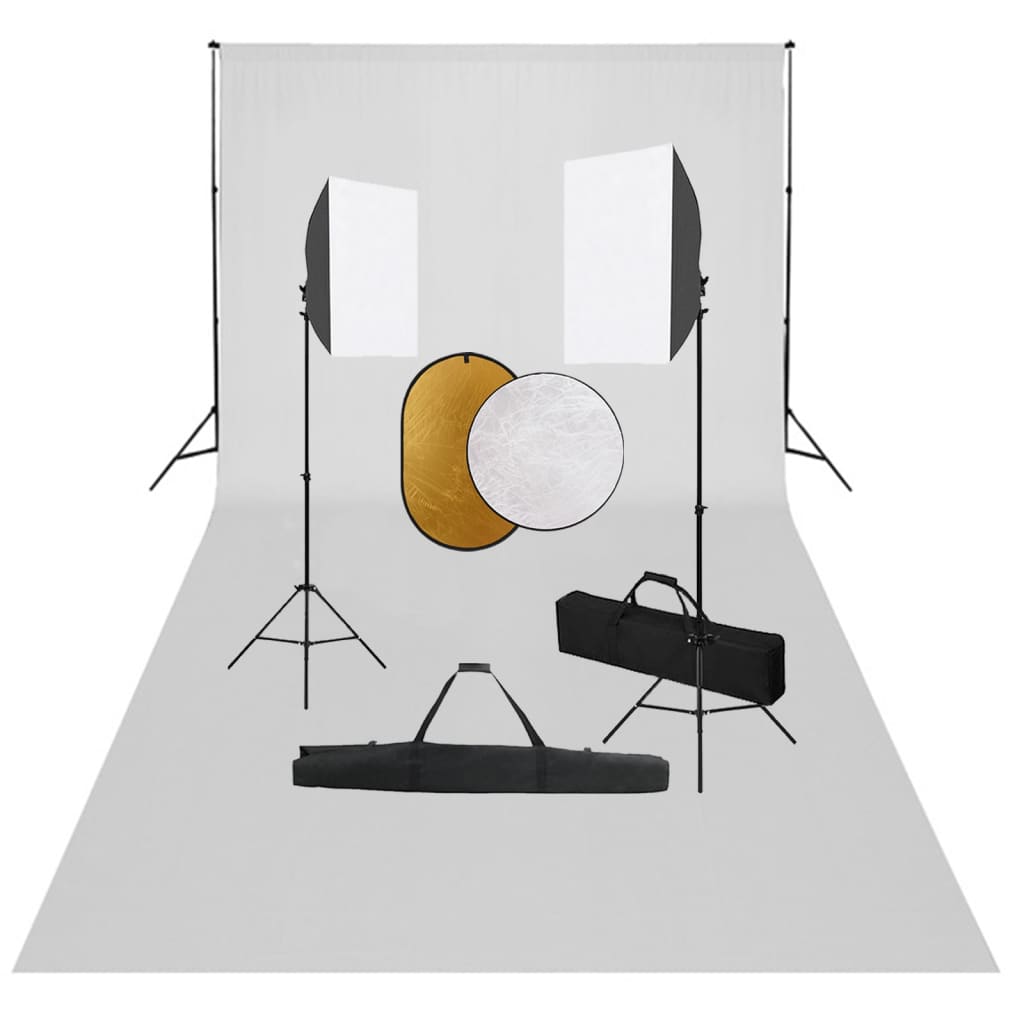 Κιτ Φωτογραφικού Στούντιο Softbox με Φώτα, Φόντο & Ανακλαστήρα - PAKOBAZAAR
