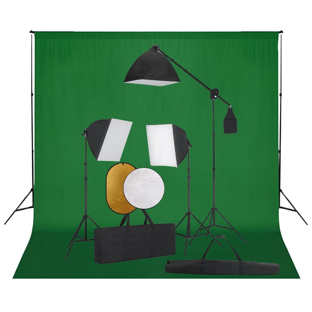 Κιτ Φωτισμού Φωτογραφικού Στούντιο Softbox, Φόντο & Ανακλαστήρα