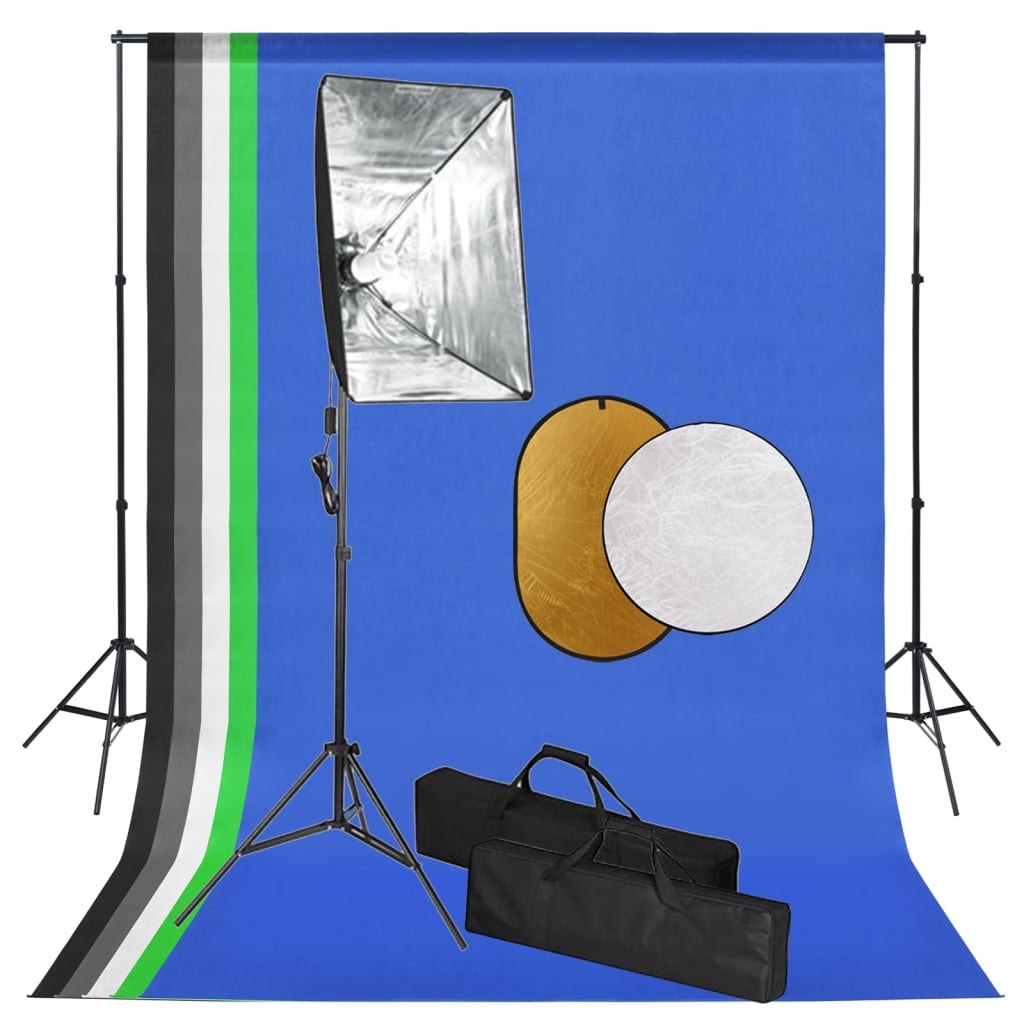 Κιτ Φωτισμού Φωτογραφικού Στούντιο Softbox, Φόντο & Ανακλαστήρα - PAKOBAZAAR