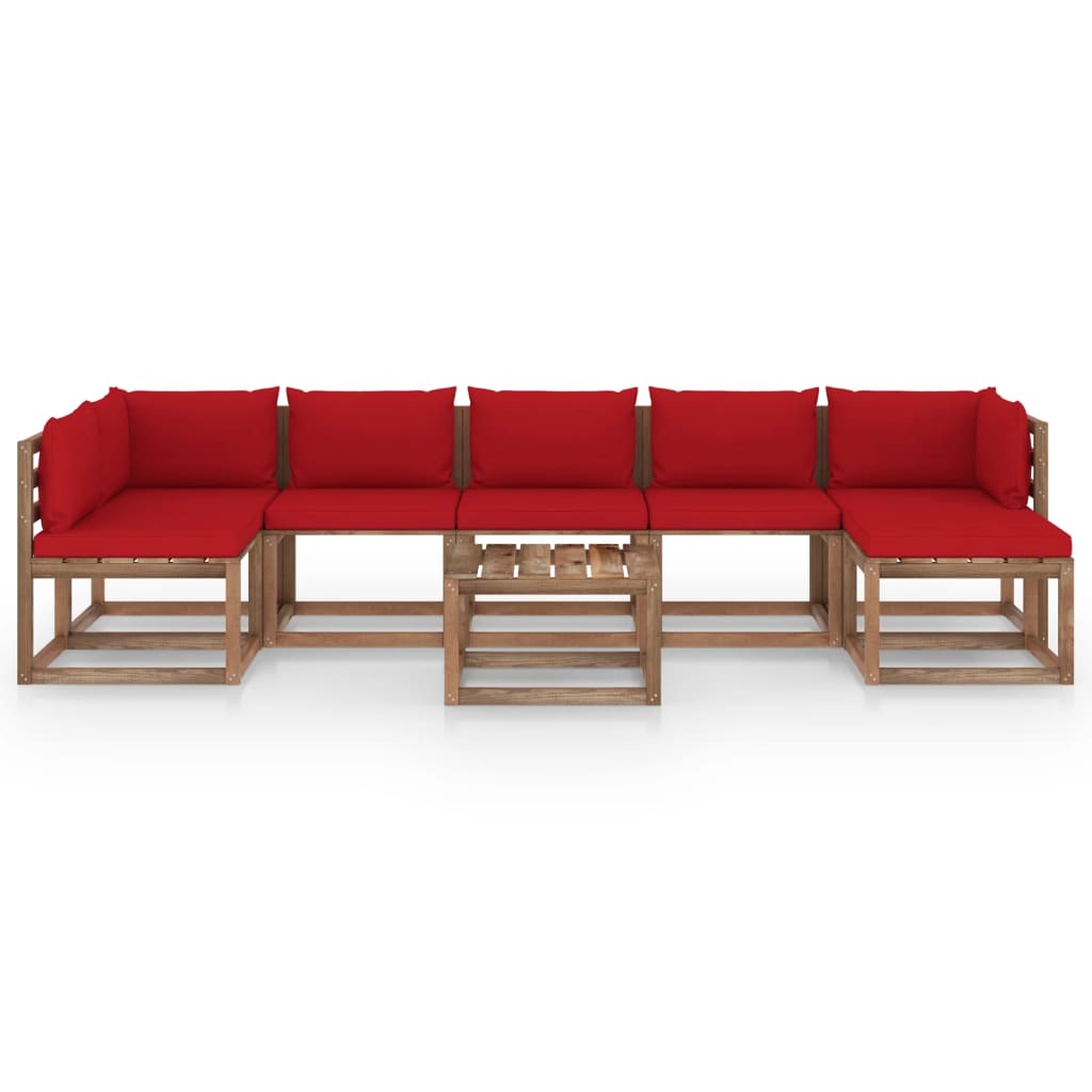 Σαλόνι Κήπου Σετ 8 τεμ. με Κόκκινα Μαξιλάρια
