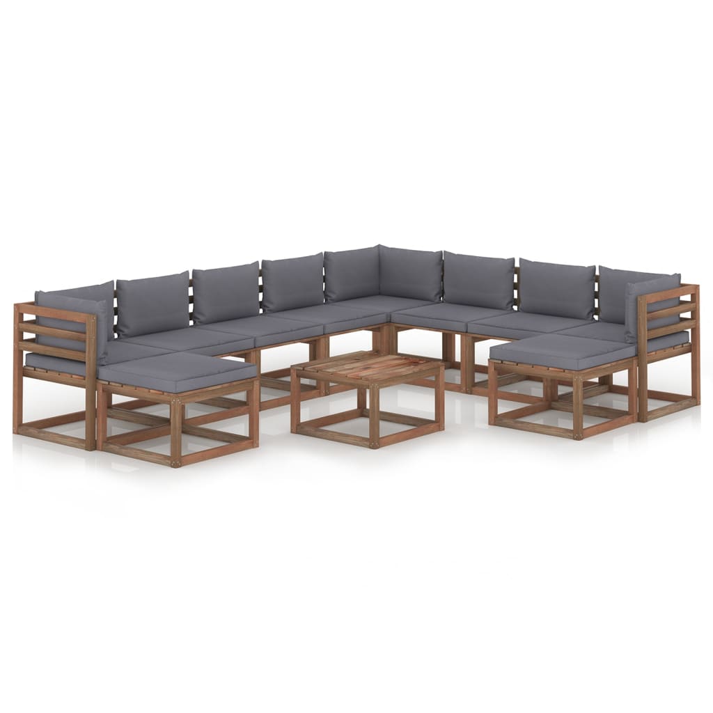 Σαλόνι Κήπου 11 Τεμαχίων Ανθρακί με Μαξιλάρια