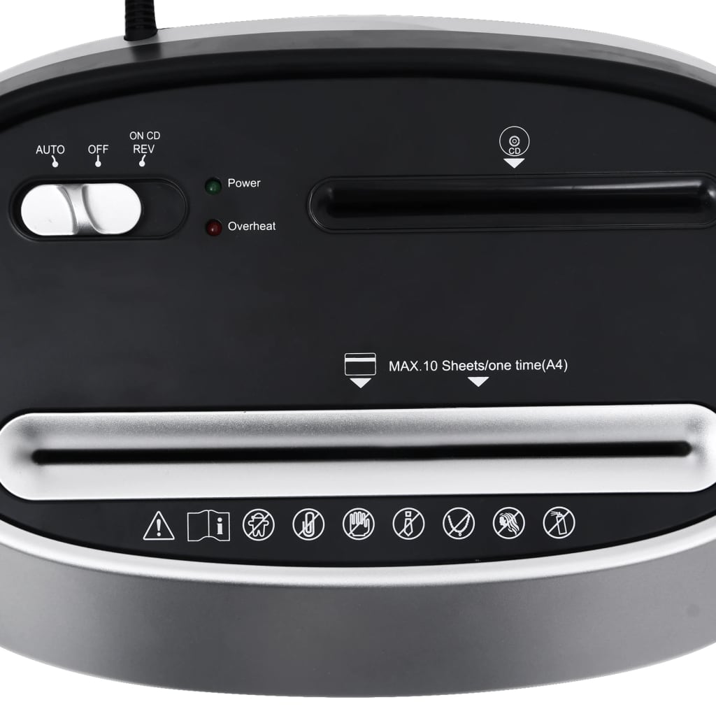 Καταστροφέας Εγγράφων 10 Φύλλων με Εγκάρσια Κοπή Μαύρος - Pakobazaar