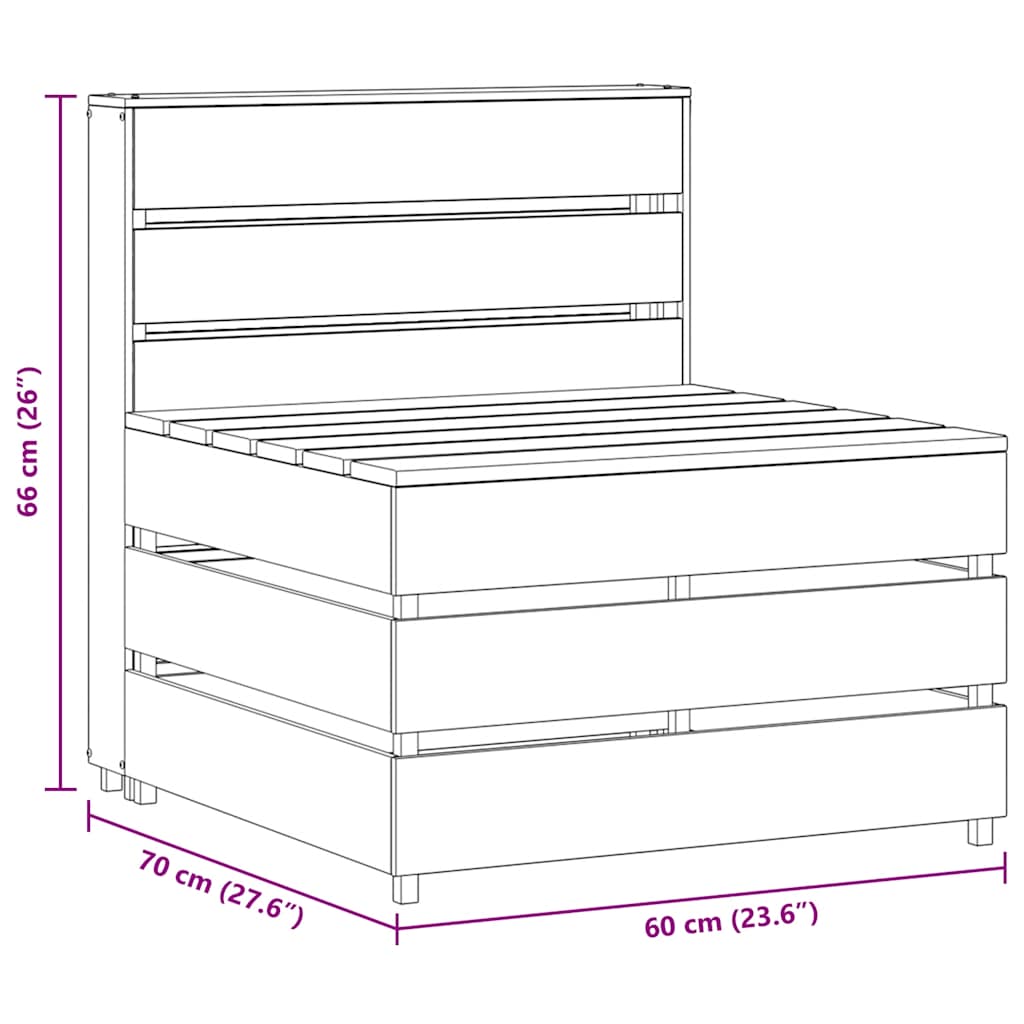 Καναπές Κήπου Μεσαίος από Παλέτες Γκρι Ξύλο Πεύκου