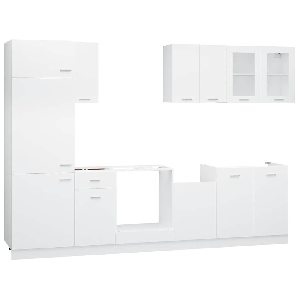 Σετ Ντουλαπιών Κουζίνας 8 Τεμαχίων "Lyon" Λευκό από Μηχανικά Ξύλινα Έπιπλα - PAKOBAZAAR