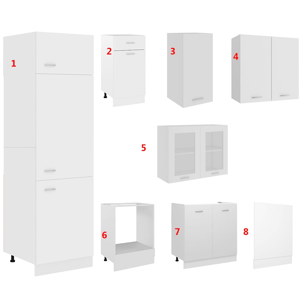 Σετ Ντουλαπιών Κουζίνας 8 Τεμαχίων "Lyon" Λευκό από Μηχανικά Ξύλινα Έπιπλα - PAKOBAZAAR