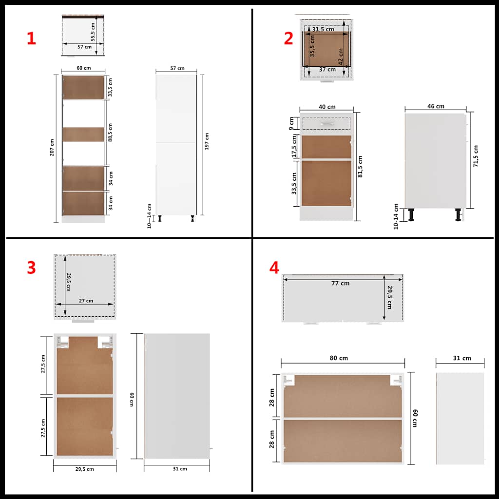 Σετ Ντουλαπιών Κουζίνας 8 Τεμαχίων "Lyon" Λευκό από Μηχανικά Ξύλινα Έπιπλα - PAKOBAZAAR