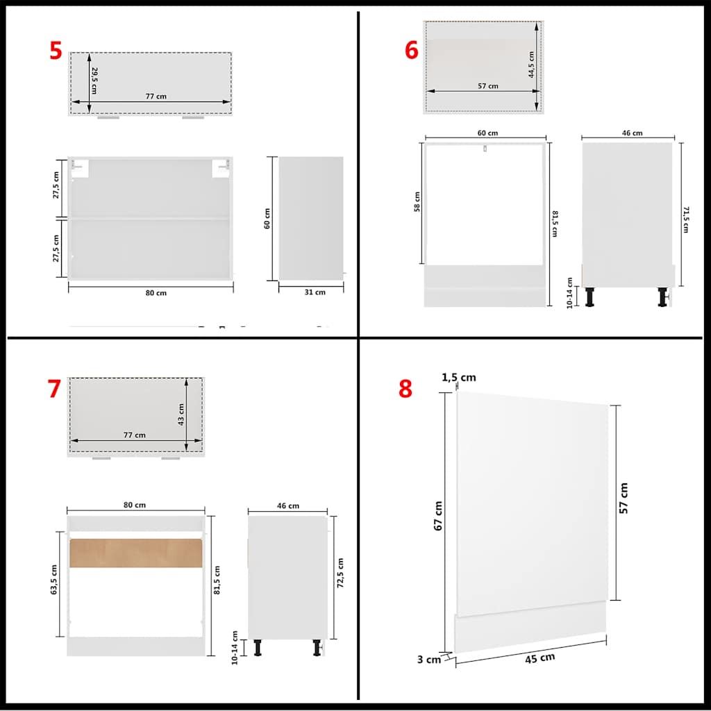 Σετ Ντουλαπιών Κουζίνας 8 Τεμαχίων "Lyon" Λευκό από Μηχανικά Ξύλινα Έπιπλα - PAKOBAZAAR