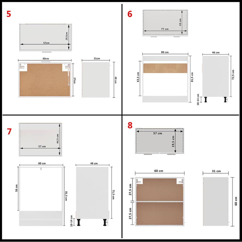 Σετ Ντουλαπιών Κουζίνας 8 Τεμαχίων "Lyon" Λευκό από Μηχανικά Ξύλινα Έπιπλα - PAKOBAZAAR