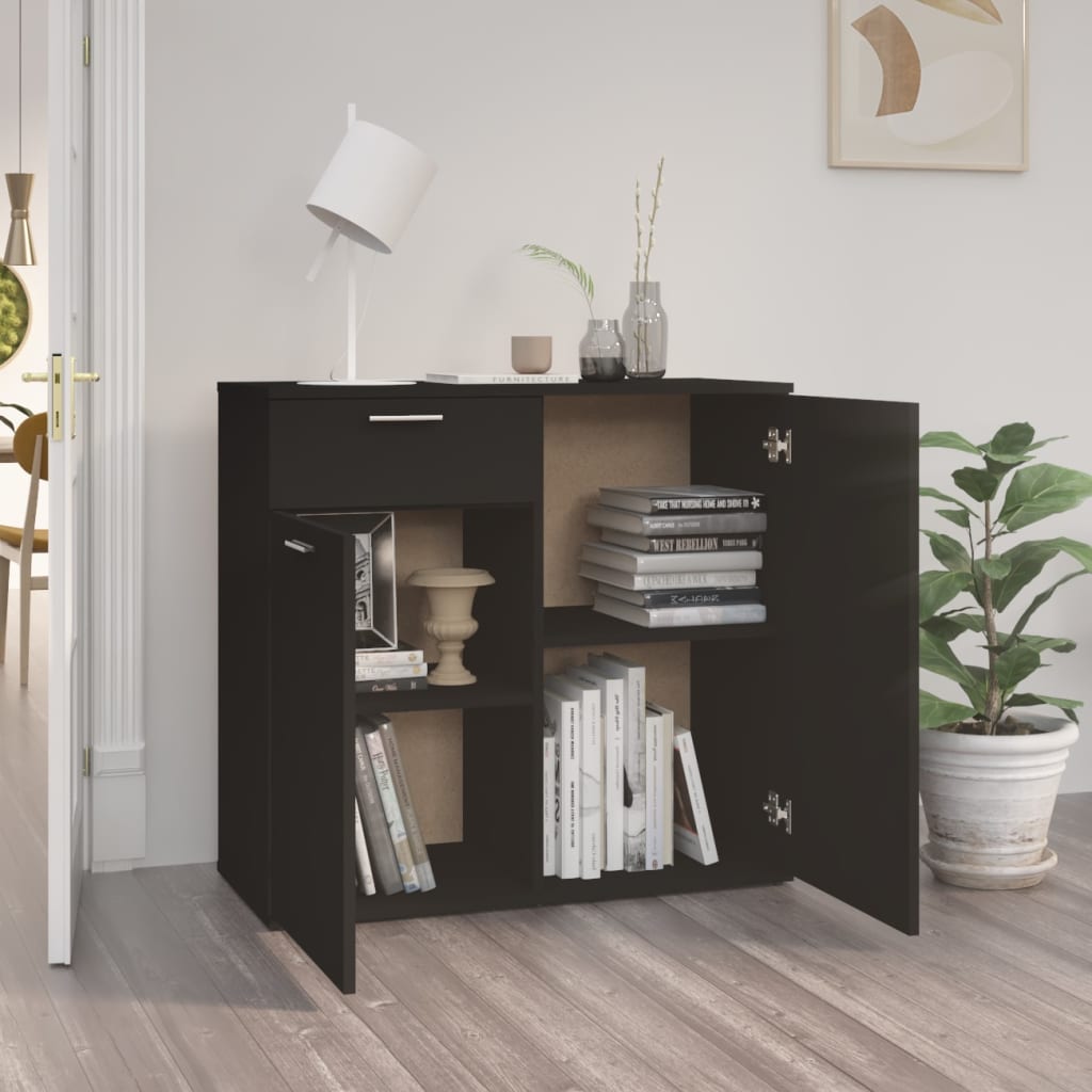 Ντουλάπι με Συρτάρι Μεύρο 80 x 36 x 75 εκ. από Επεξ. Ξύλο