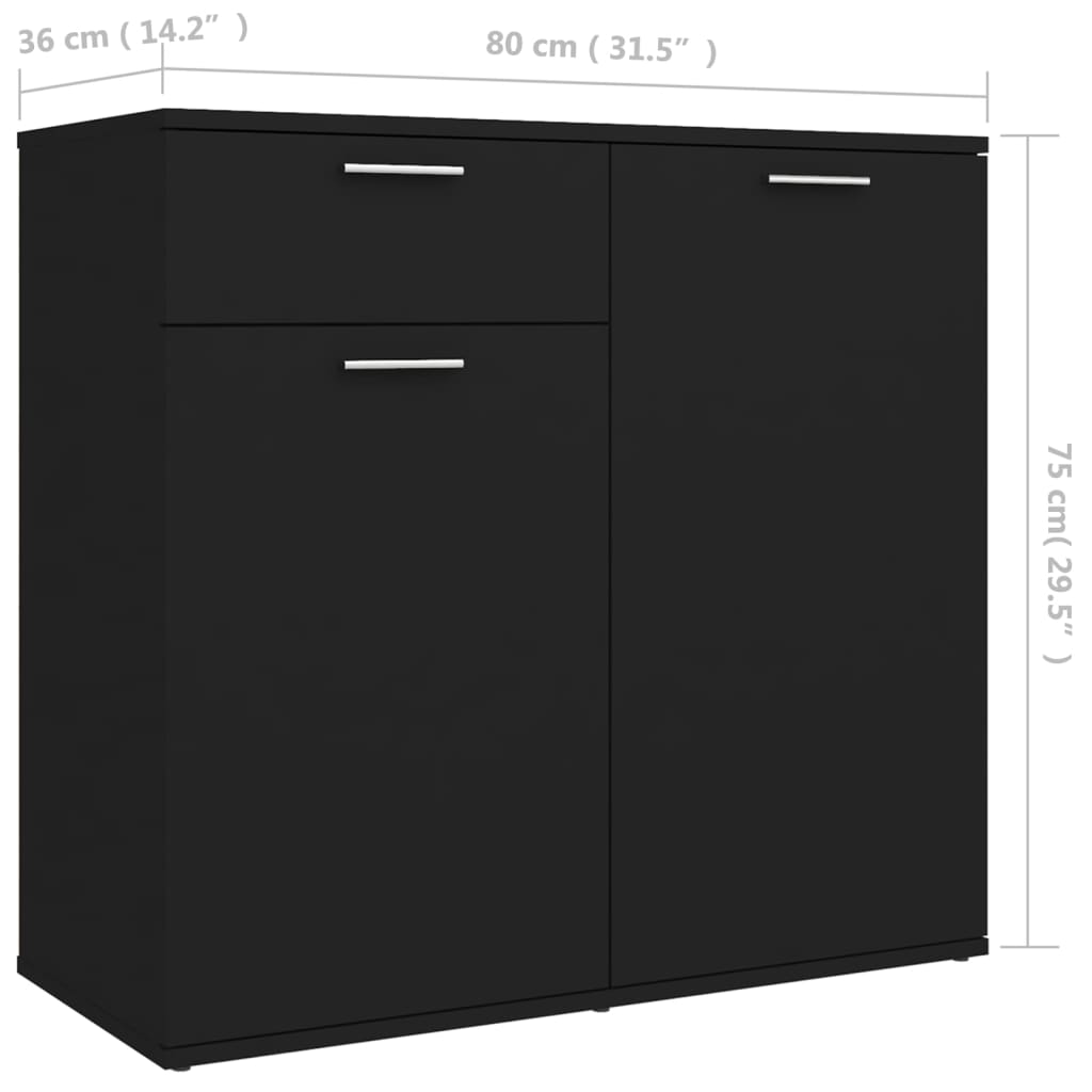 Ντουλάπι με Συρτάρι Μεύρο 80 x 36 x 75 εκ. από Επεξ. Ξύλο