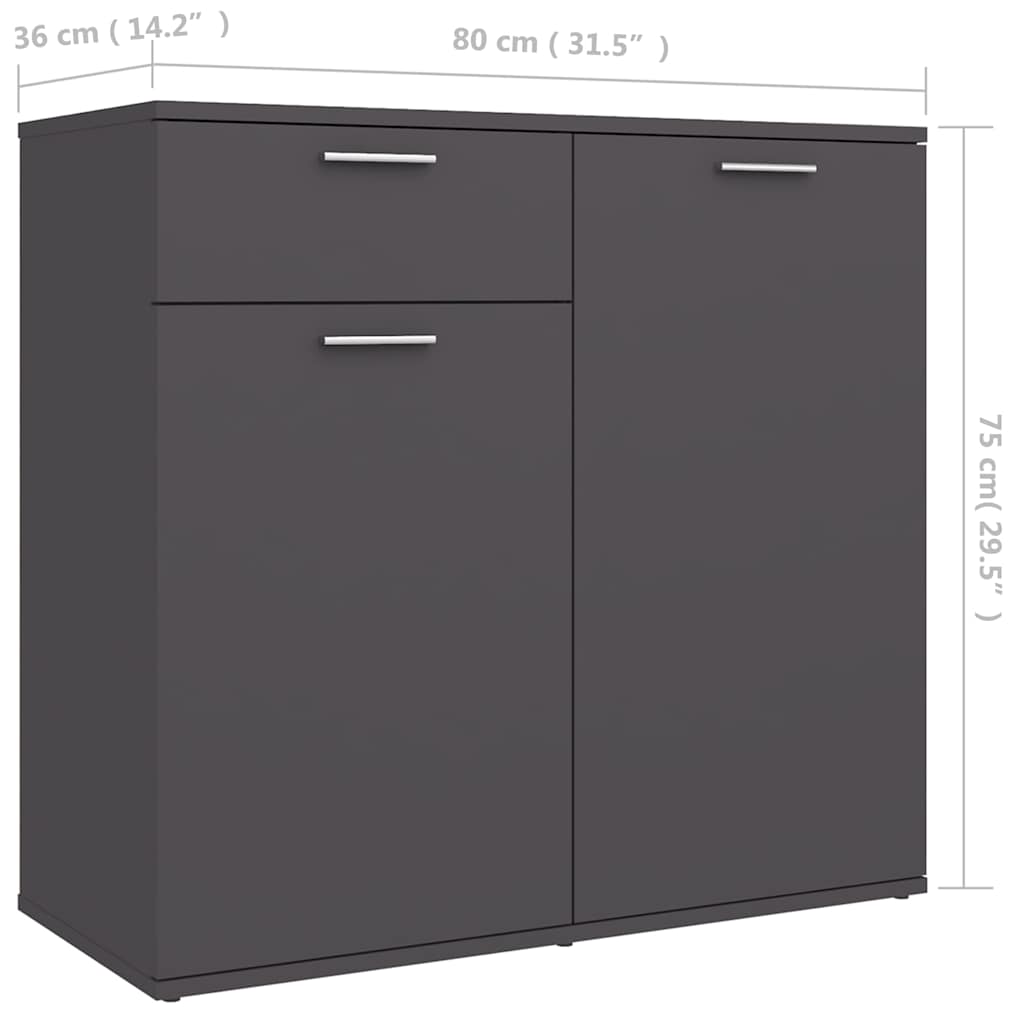 Ντουλάπι με Συρτάρι Γκρι 80 x 36 x 75 εκ. από Μοριοσανίδα
