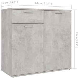 Ντουλάπι με Συρτάρι Γκρι Σκυροδέματος 80x36x75 εκ. Επεξ. Ξύλο - Pakobazaar