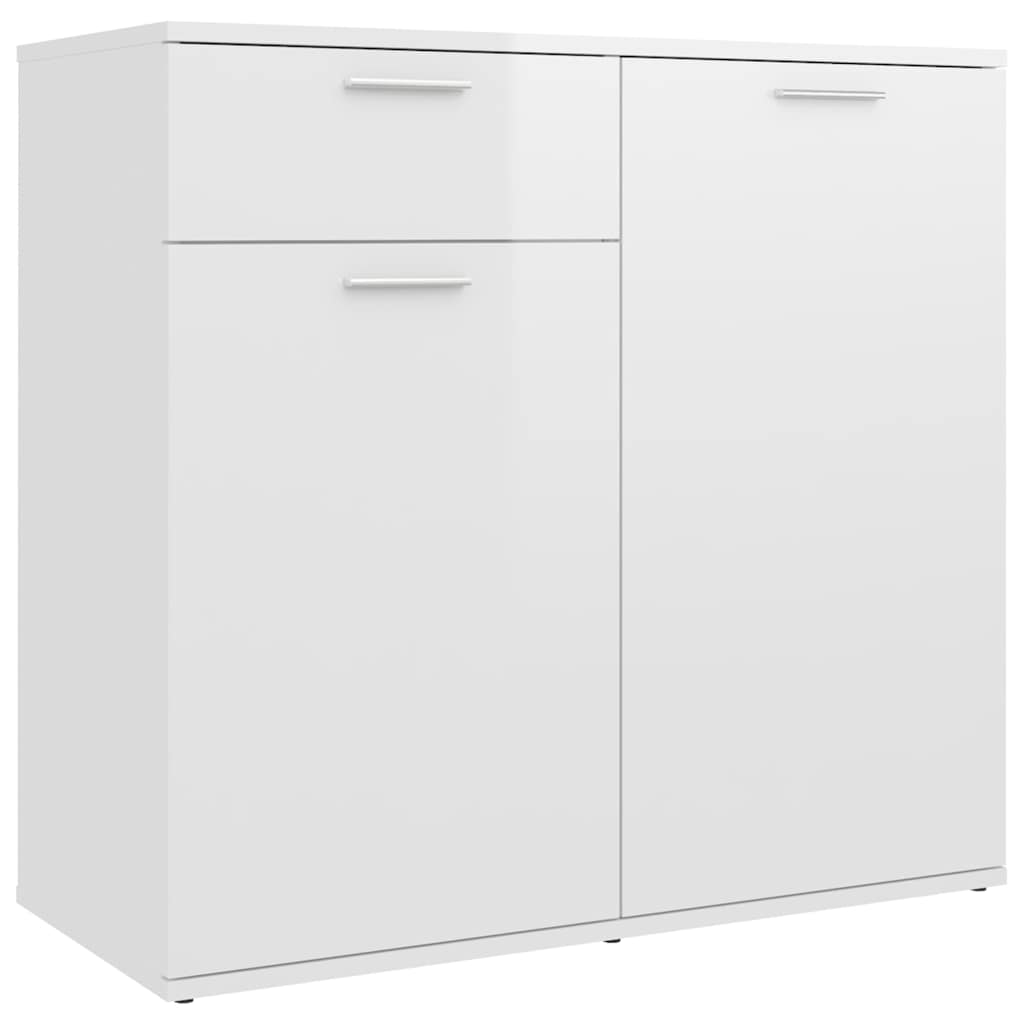 Ντουλάπι με Συρτάρι Γυαλιστερό Λευκό 80x36x75 εκ. Επεξ. Ξύλο
