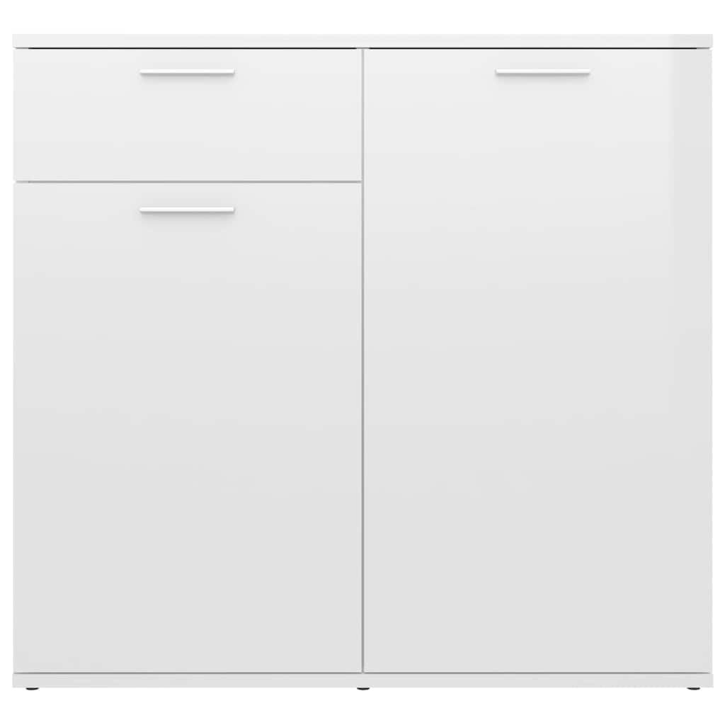 Ντουλάπι με Συρτάρι Γυαλιστερό Λευκό 80x36x75 εκ. Επεξ. Ξύλο