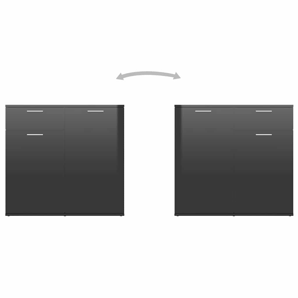 Ντουλάπι με Συρτάρι Γυαλιστερό Μαύρο 80x36x75 εκ. Επεξ. Ξύλο