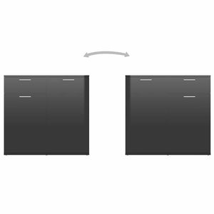 Ντουλάπι με Συρτάρι Γυαλιστερό Μαύρο 80x36x75 εκ. Επεξ. Ξύλο