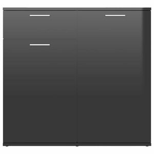 Ντουλάπι με Συρτάρι Γυαλιστερό Μαύρο 80x36x75 εκ. Επεξ. Ξύλο
