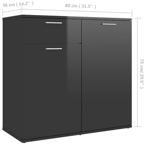 Ντουλάπι με Συρτάρι Γυαλιστερό Μαύρο 80x36x75 εκ. Επεξ. Ξύλο