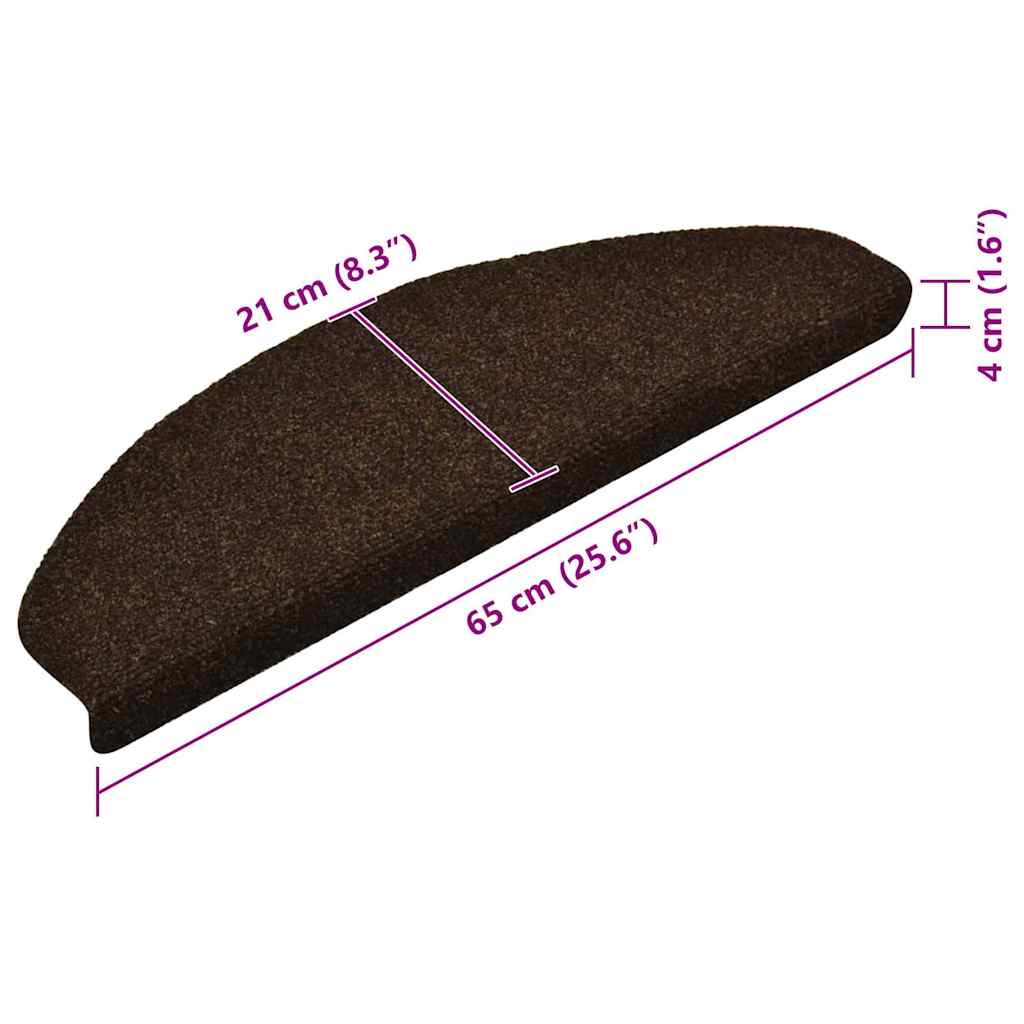 Πατάκια Σκαλιών Αυτοκόλλητα 5 τεμ. Καφέ Ημίστρογγυλά Μεγάλα 65x21x4 εκ. - PAKOBAZAAR