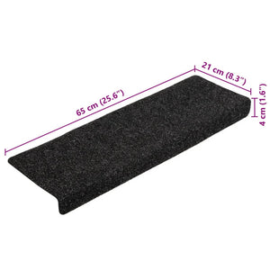 Πατάκια Σκαλιών Αυτοκόλλητα 10 τεμ. 65x21x4 εκ. Μαύρα Ορθογώνια Άκρη - PAKOBAZAAR