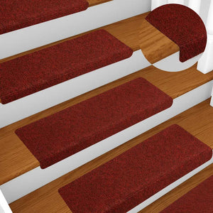 Πατάκια Σκαλιών Αυτοκόλλητα 10 τεμ. Κόκκινο Μπορντό με Ορθογώνια Άκρη 65x21x4 εκ. - Pakobazaar