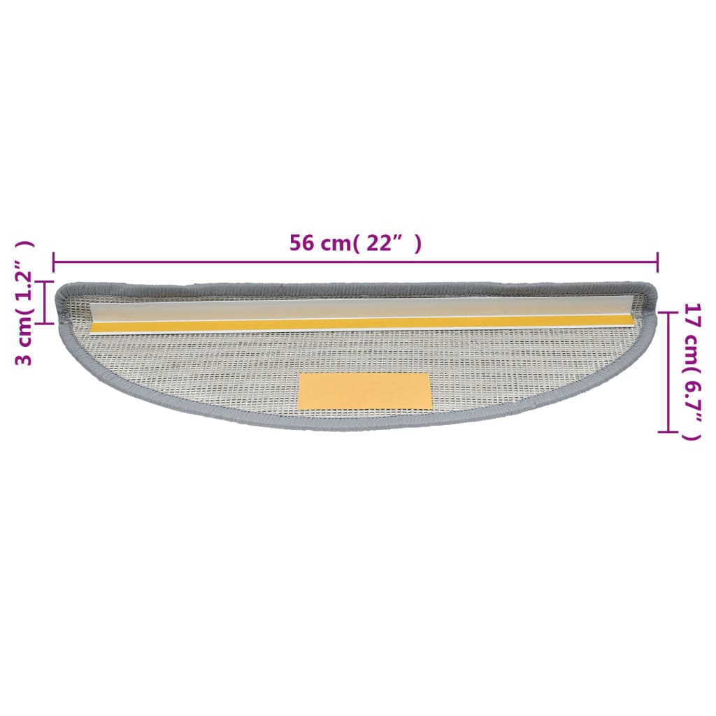 Πατάκια Σκαλιών 5 τεμ. Γκρι Ημίστρογγυλά 56x17x3 εκ.
