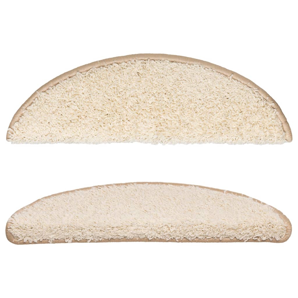 Πατάκια Σκαλιών 10 τεμ. Κρεμ Ημίστρογγυλά 56x17x3 εκ. - Pakobazaar