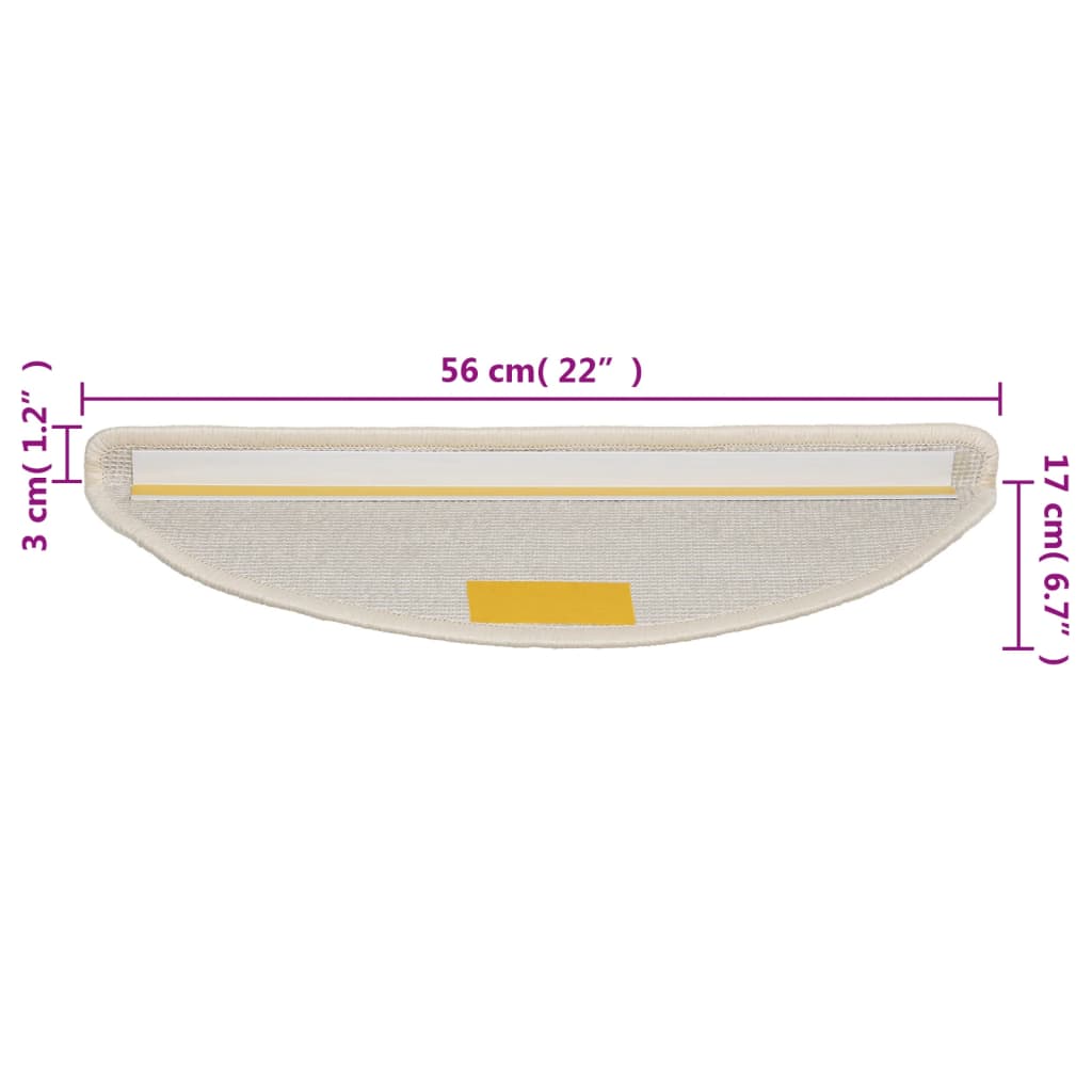 Πατάκια Σκαλιών 5 τεμ. Λευκά Ημίκυκλα 56x17x3 εκ.
