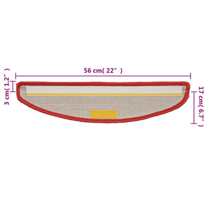 Πατάκια Σκαλιών 10 τεμ. Κόκκινα Ημίκυκλα 56x17x3 εκ. - Pakobazaar