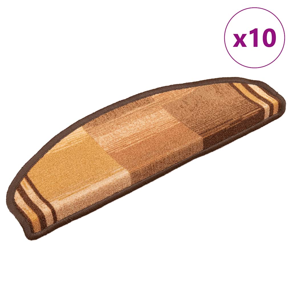 Πατάκια Σκάλας Αυτοκόλλητα 10 τεμ. Καφέ 65x21x4 εκ. - PAKOBAZAAR