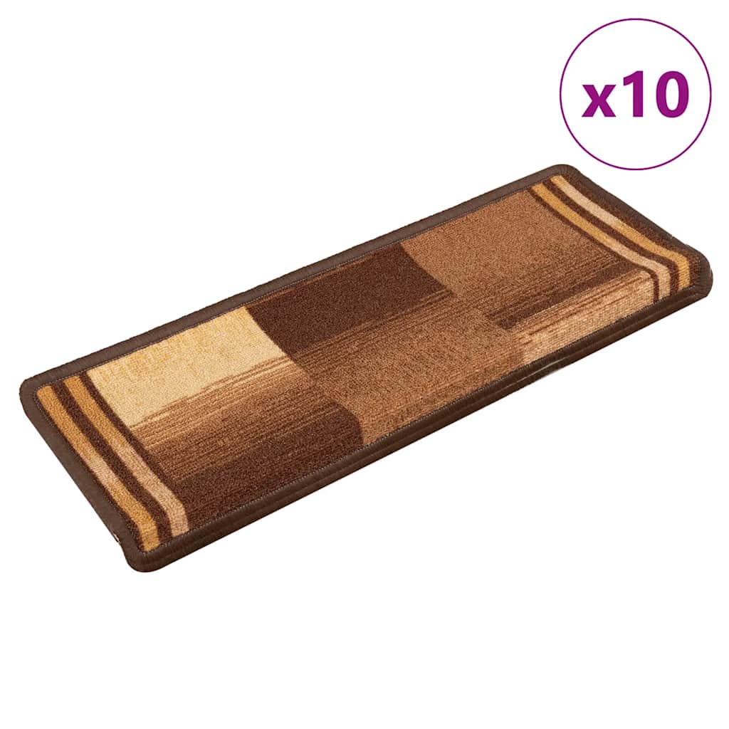 Πατάκια Σκάλας Αυτοκόλλητα 10 τεμ. Καφέ 65x21x4 εκ. - PAKOBAZAAR