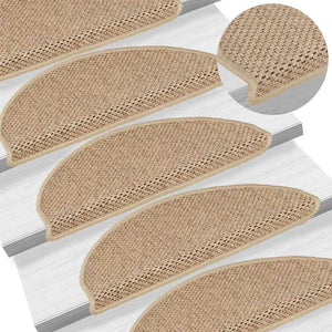 Πατάκια Σκάλας Αυτοκόλλητα 15 τεμ Όψη Σιζάλ Χρώμα Άμμου 65x21x4