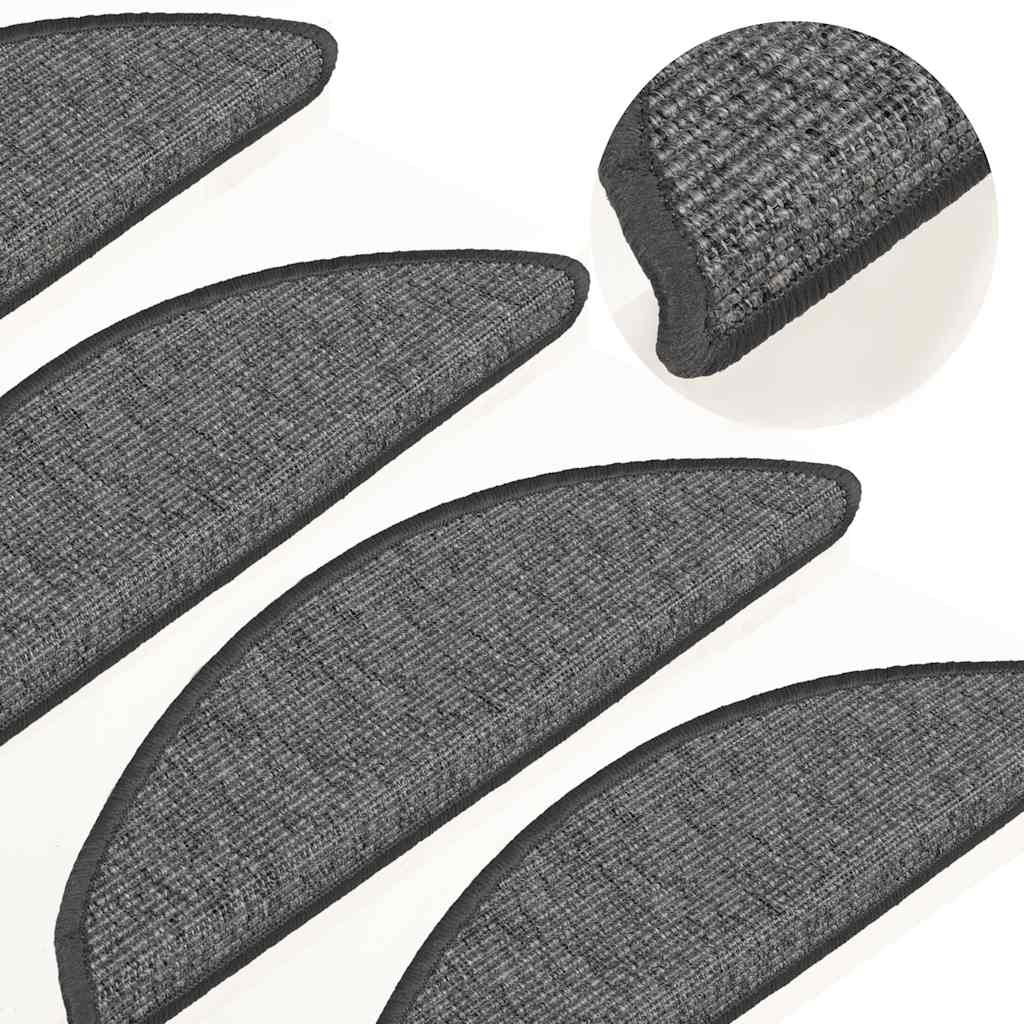 Πατάκια Σκαλιών 15 τεμ. Μπεζ και Γκρι Ημίστρογγυλά 56x17x3 εκ.