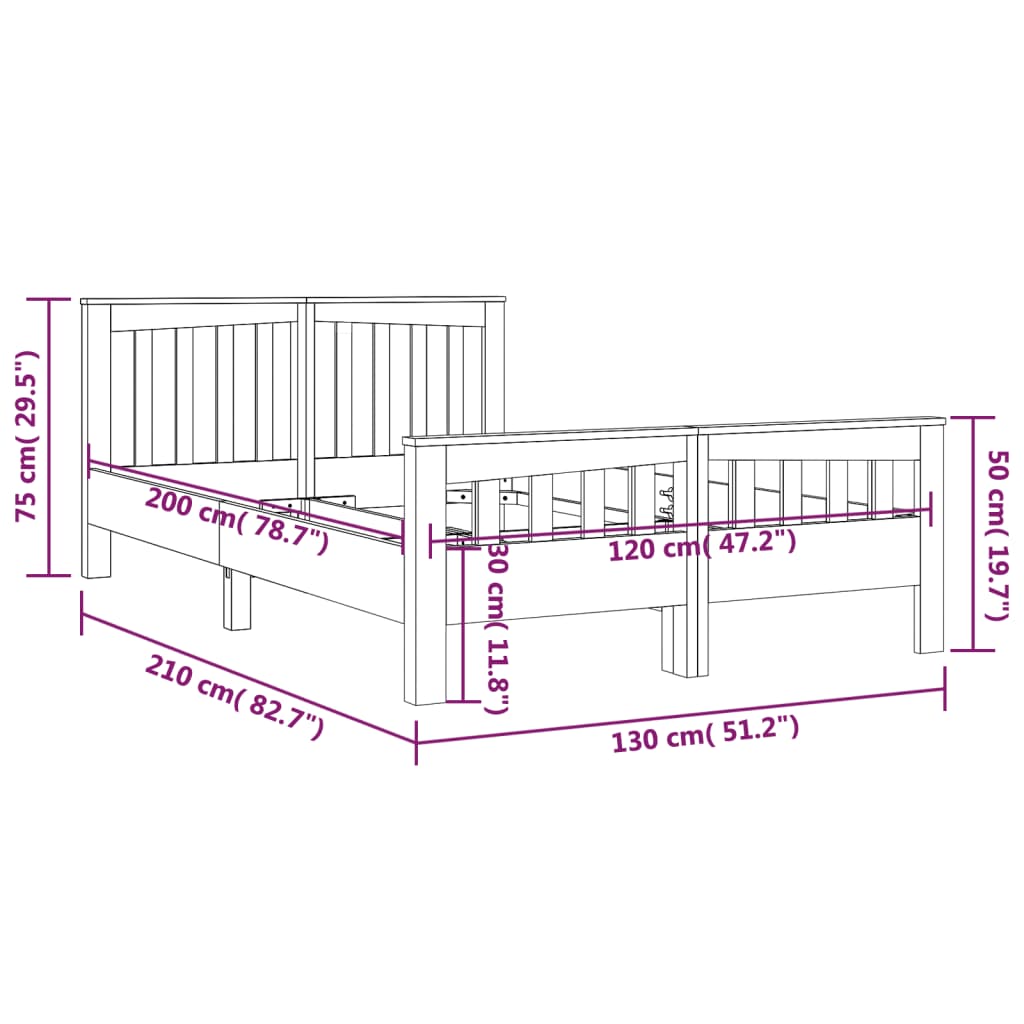 Πλαίσιο Κρεβατιού 120 x 200 εκ. από Μασίφ Ξύλο Teak