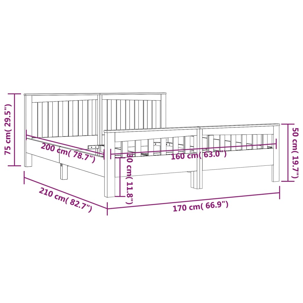 Πλαίσιο Κρεβατιού 160 x 200 εκ. από Μασίφ Ξύλο Teak