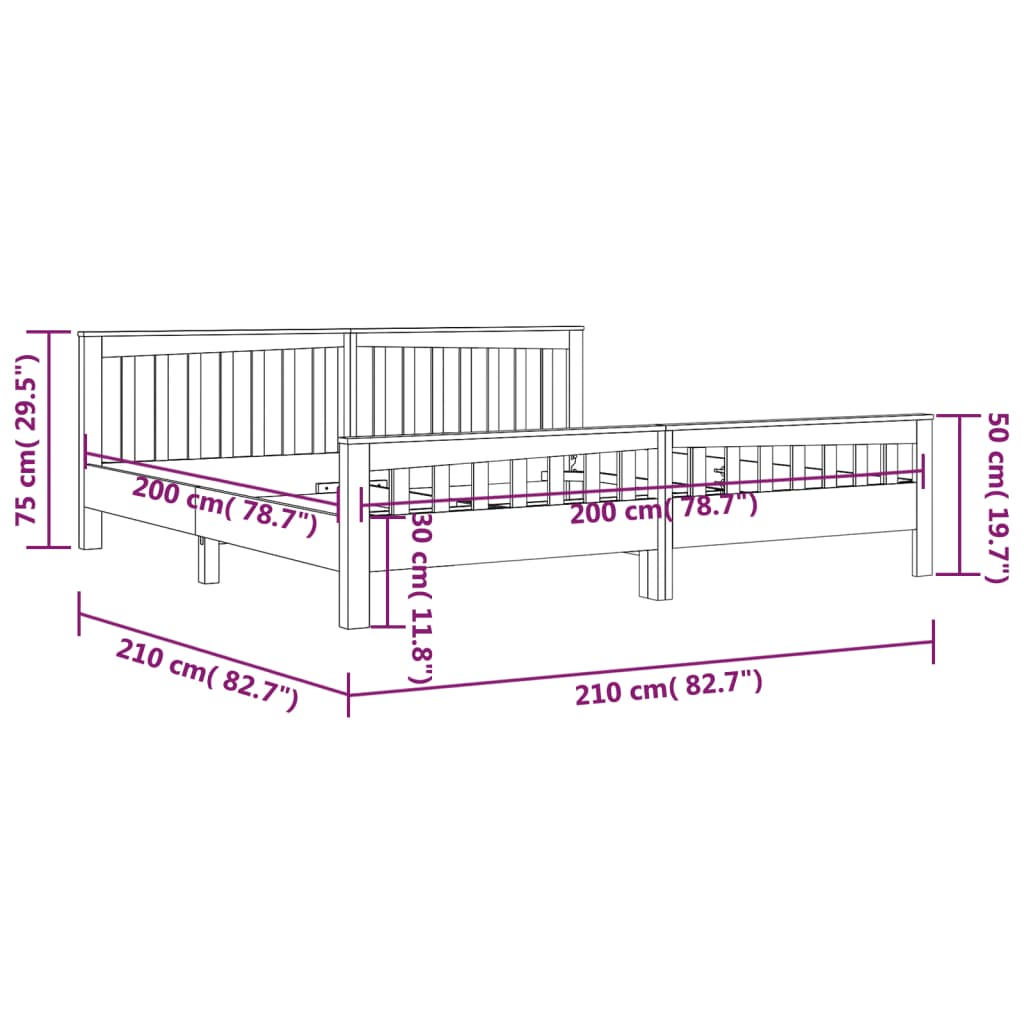 Πλαίσιο Κρεβατιού 200 x 200 εκ. από Μασίφ Ξύλο Teak